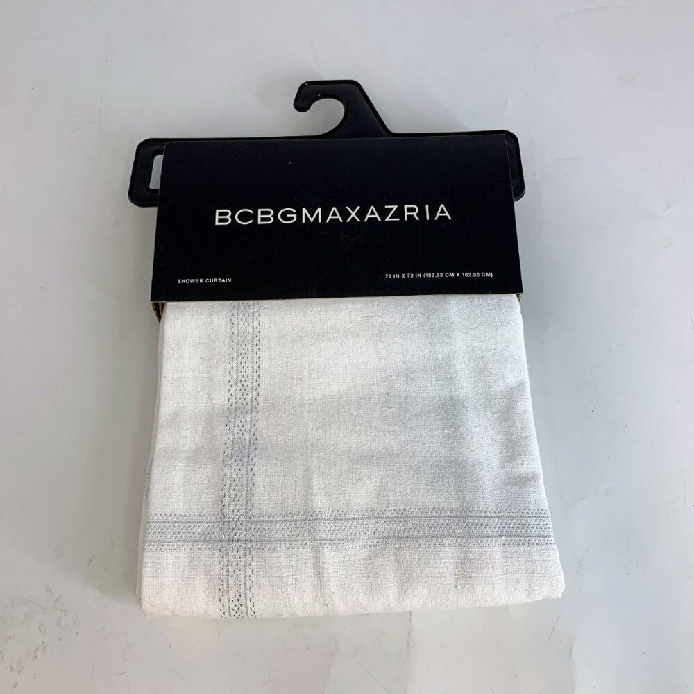 BCBGmaxazaria Shower Curtain 72 in X 72 In‎ White Silver Shower Curtain